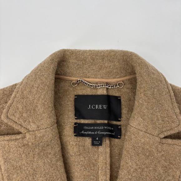 J.Crew Daphne Topcoat Camel Brown Italian Boiled Wool Pea Coat Women Size 4 $228 - Picture 3 of 9